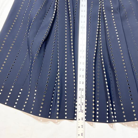 Dion Lee Embellished Perforated Pleated Skirt US 8 Blue Polyester Zipper 2016 - Picture 11 of 16